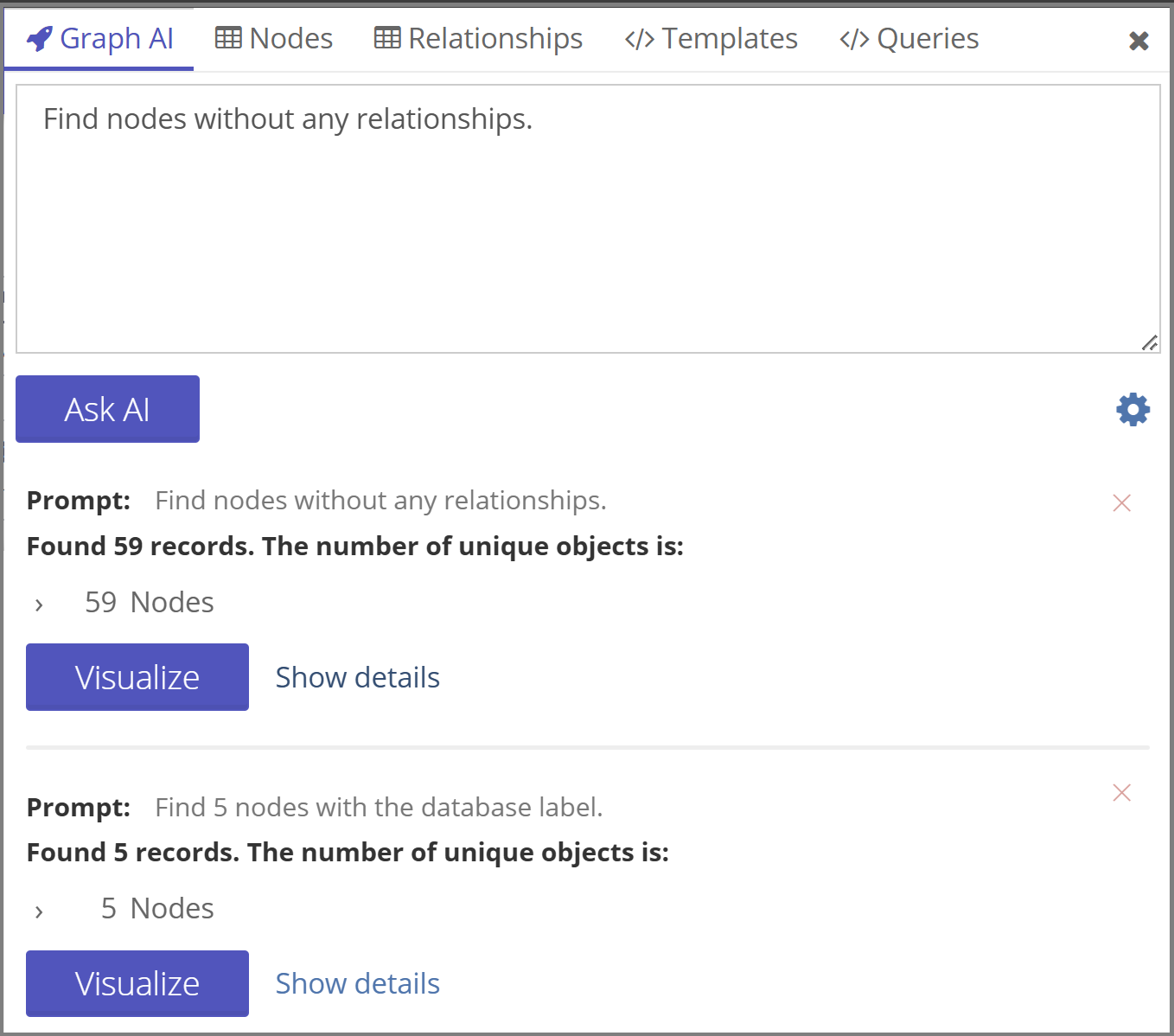 Graphlytic 5.2 Graph AI chat window